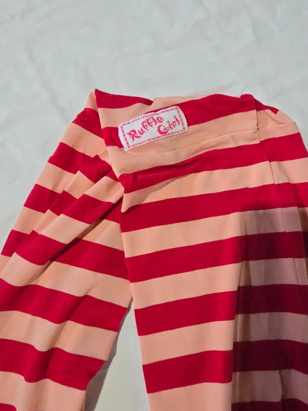 Ruffle Girl Infinity Scarf – Pink and Peach Striped – Lightweight Accessory